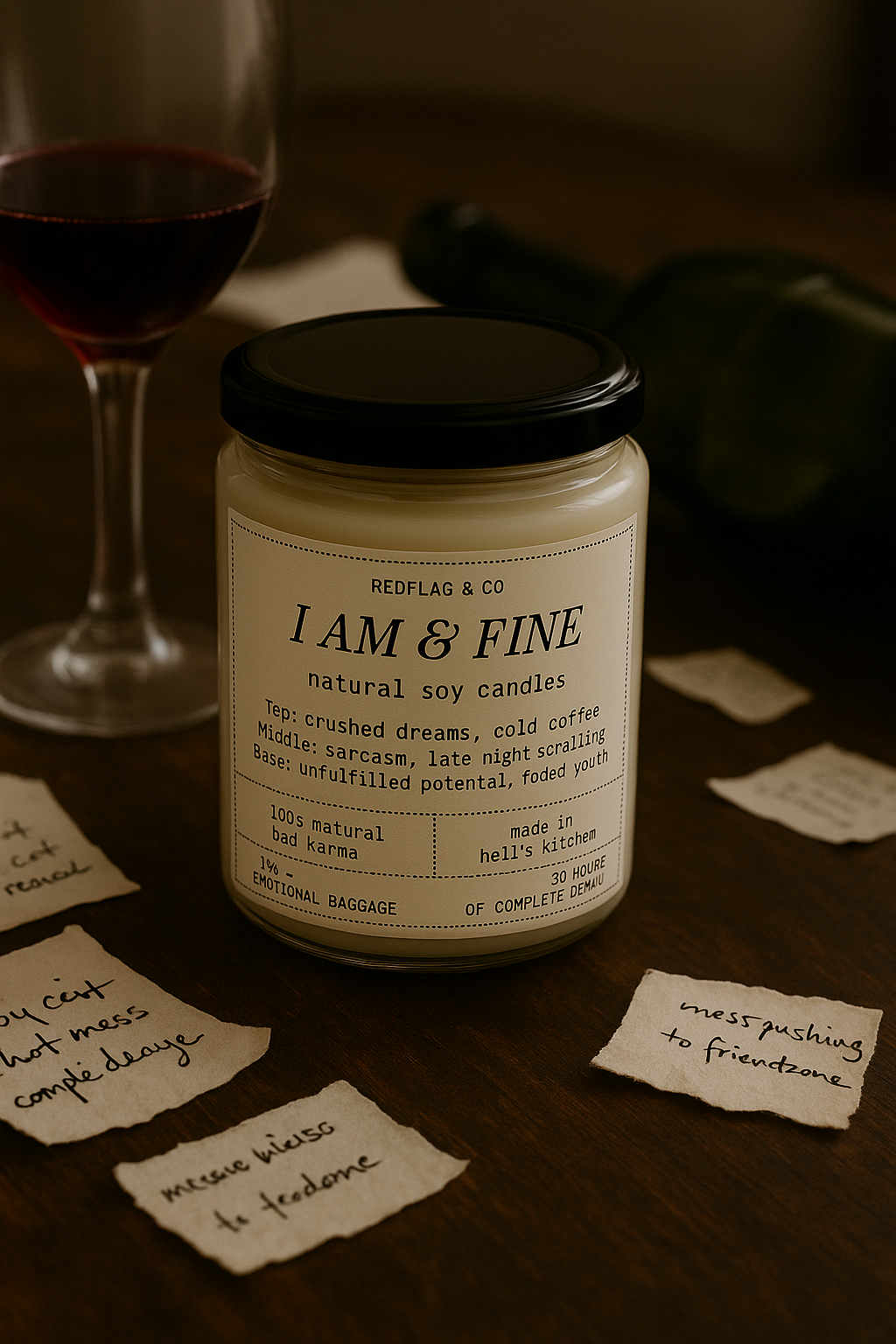 "I am Fine" scented soy candle - Sea Salt and Orchid