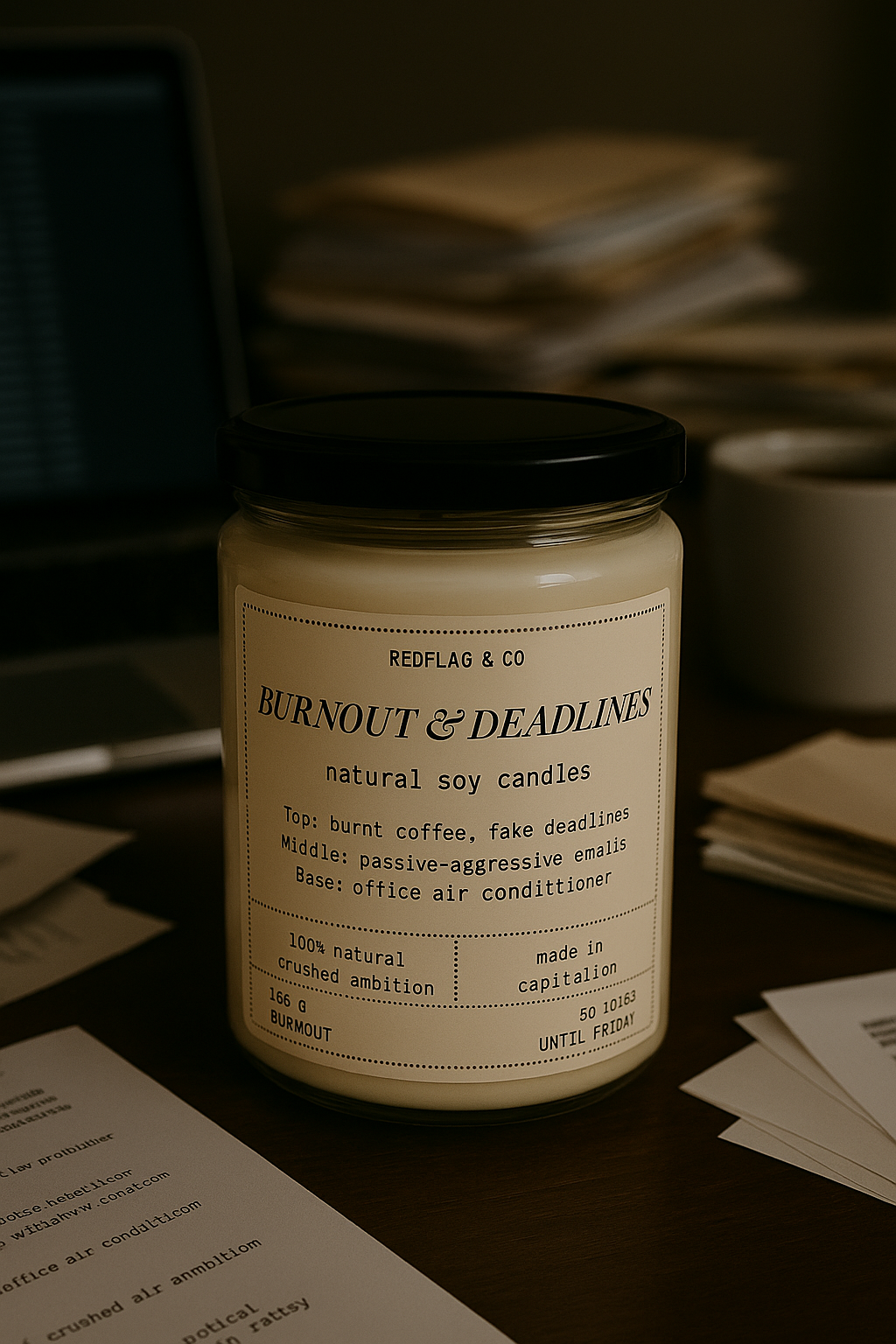 "Burnout & Deadlines" scented soy candle - Christmas Warmth